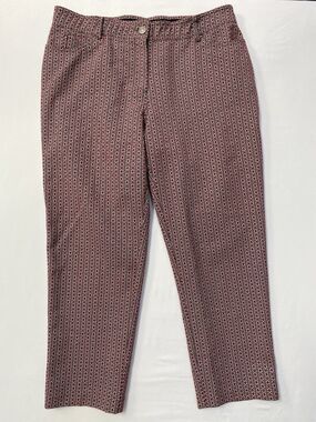 89th & Madison Women’s Size 14 Geometric Print Pull-On Ankle Pants Maroon